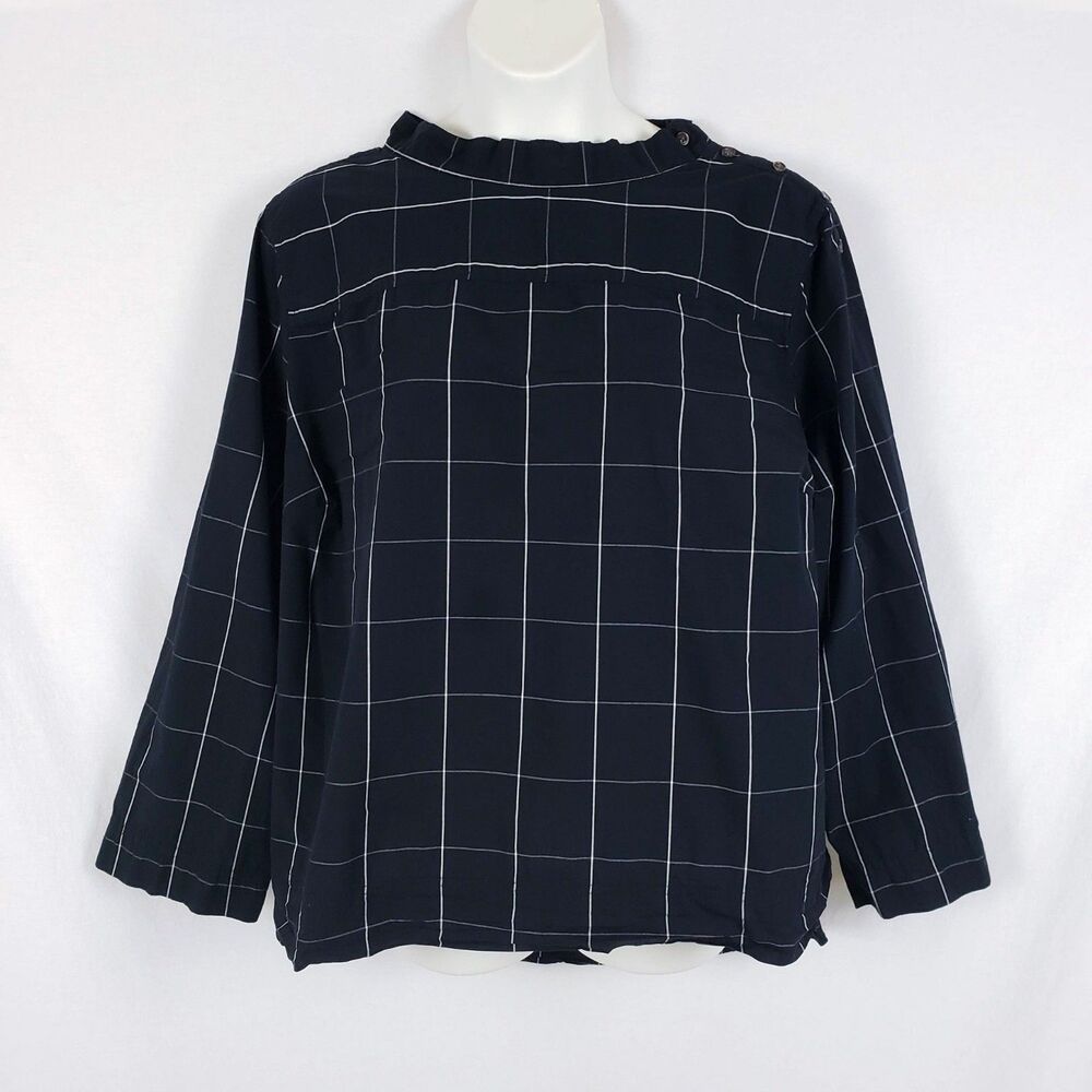 Who What Wear Minimalist Scandi Windowpane Check Top Womens 3X Black Office